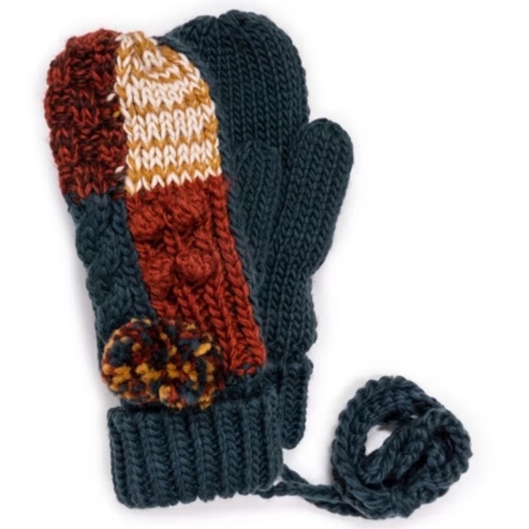 Muk Luks Accessories - MUK LUKS Women's Patchwork Mitten Accessories blue spruce new